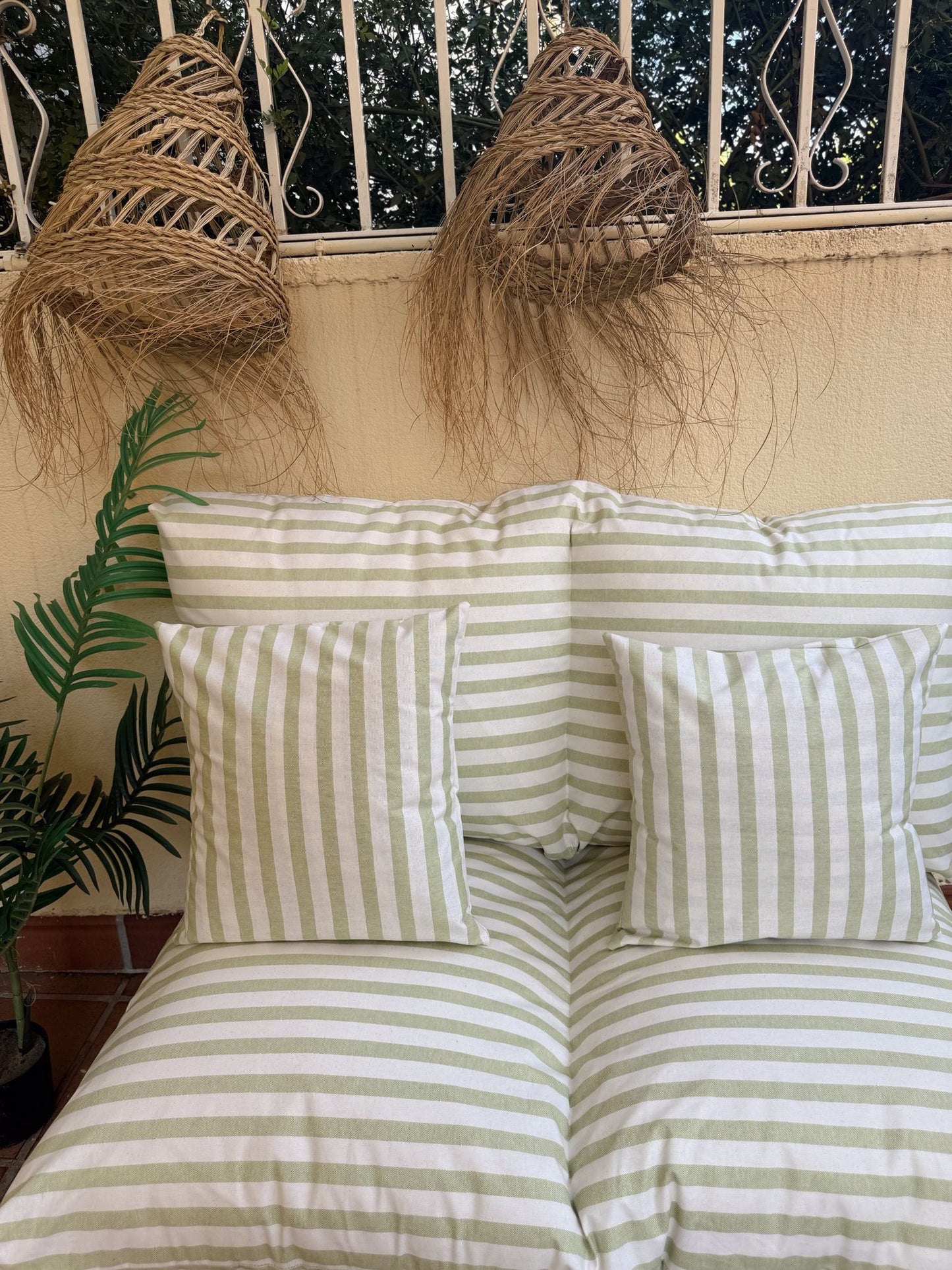 Cojín para Palets Impermeable Rayas Verde