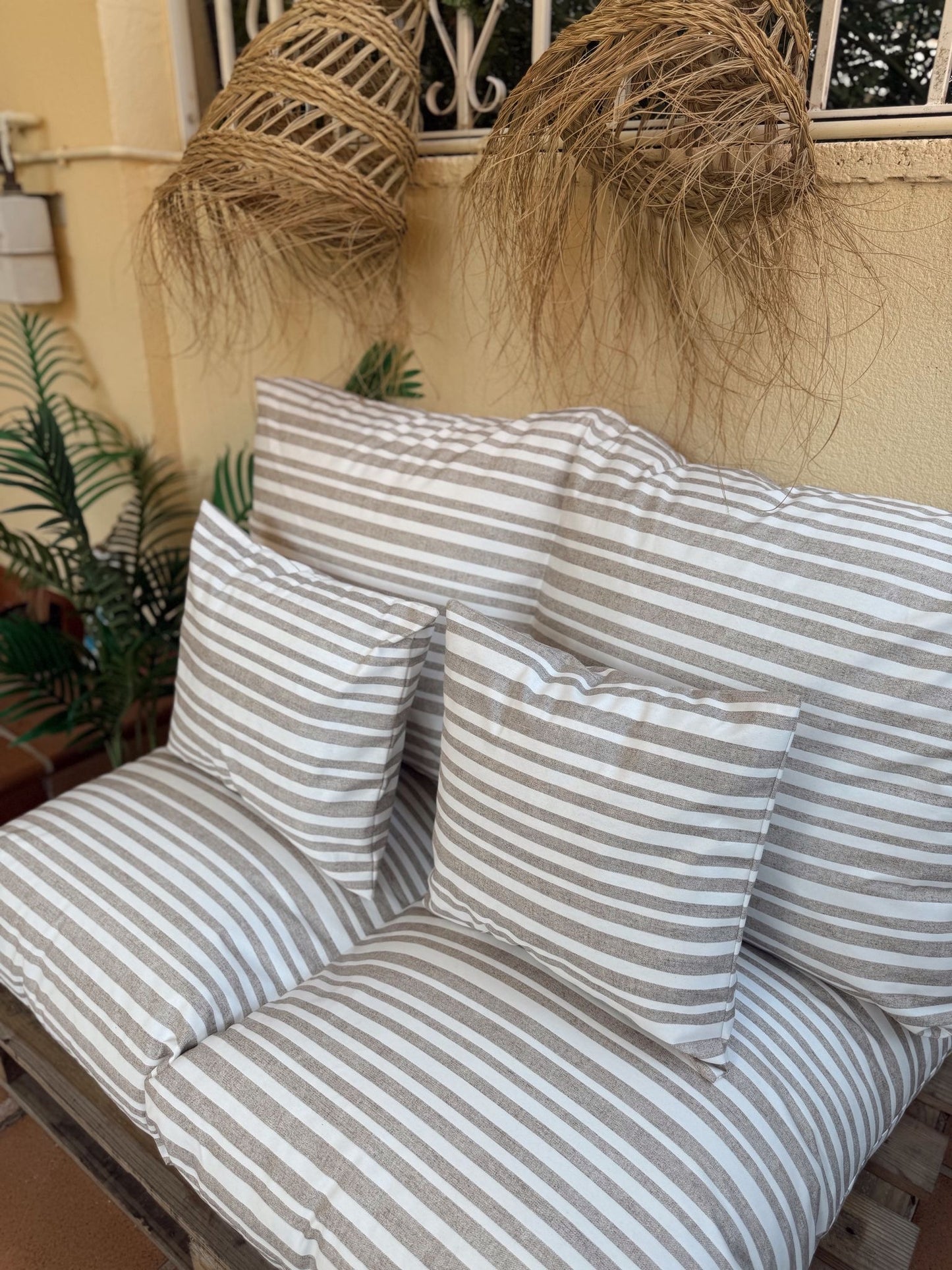 Cojín para Palets Impermeable Rayas Lino