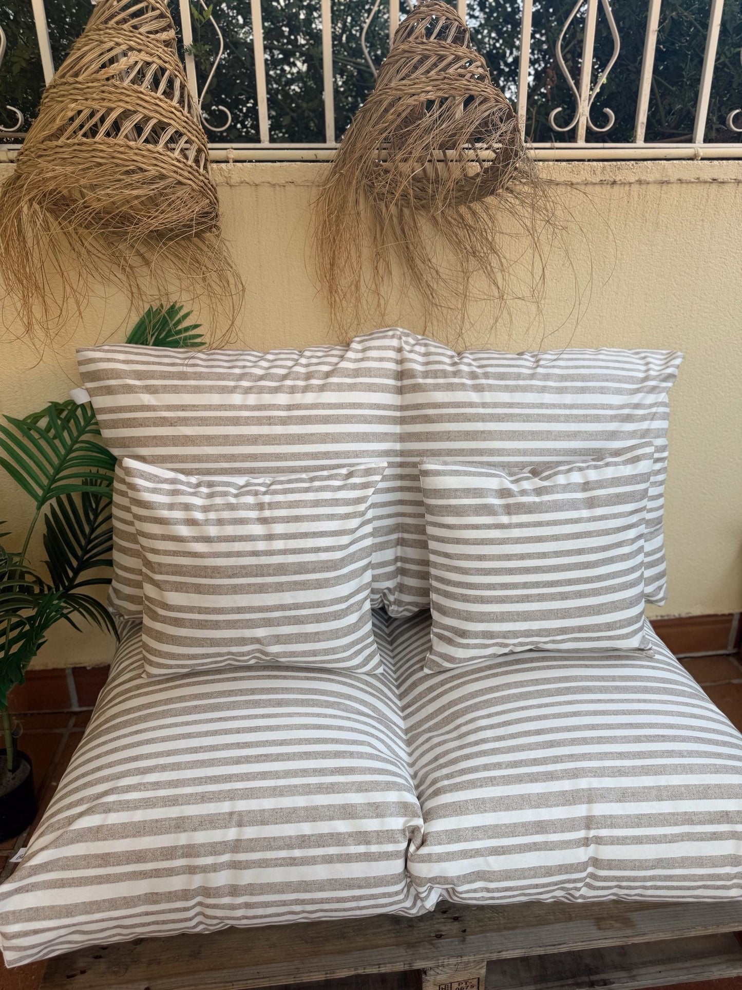 Cojín para Palets Impermeable Rayas Lino