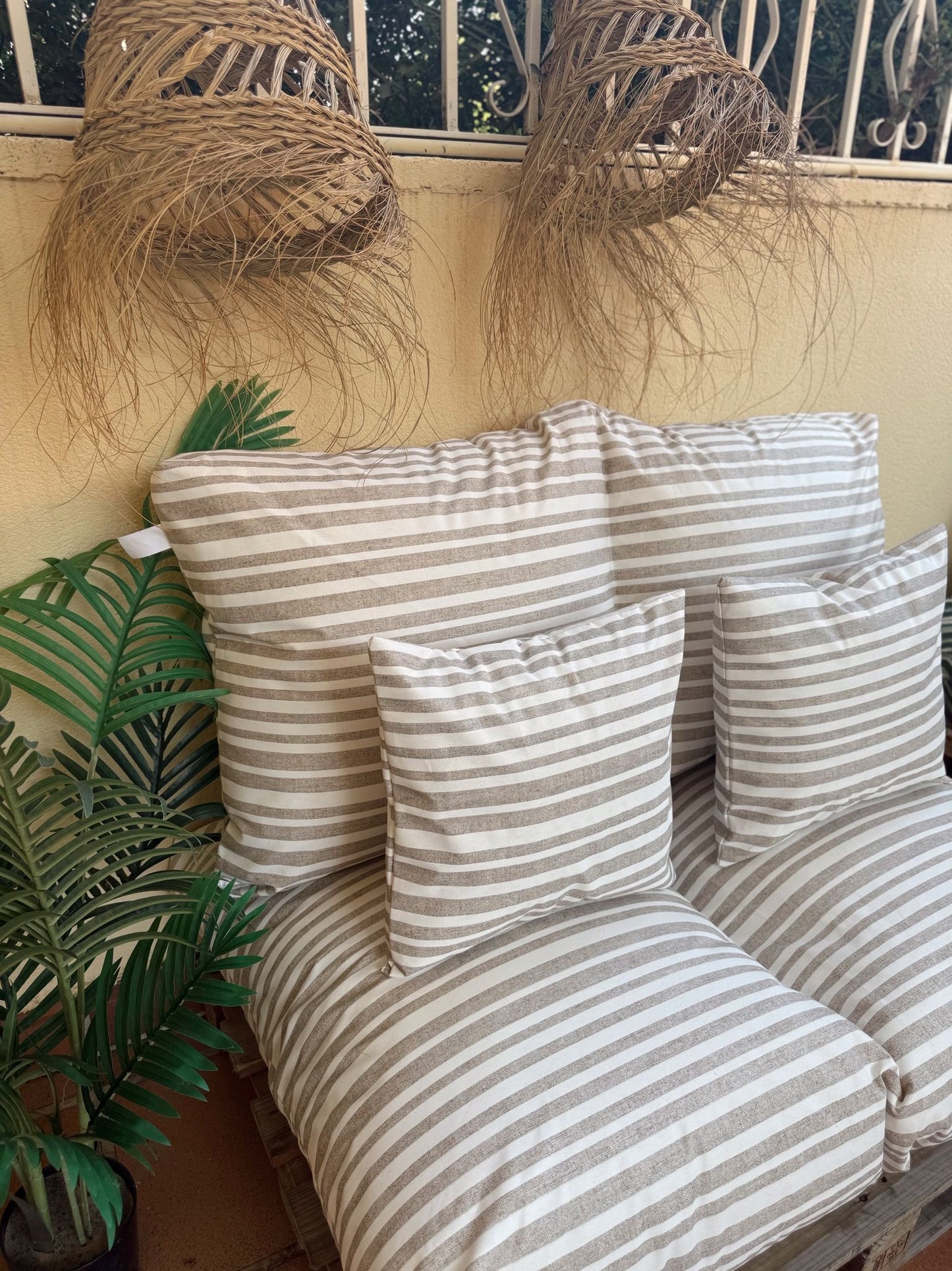 Cojín para Palets Impermeable Rayas Lino